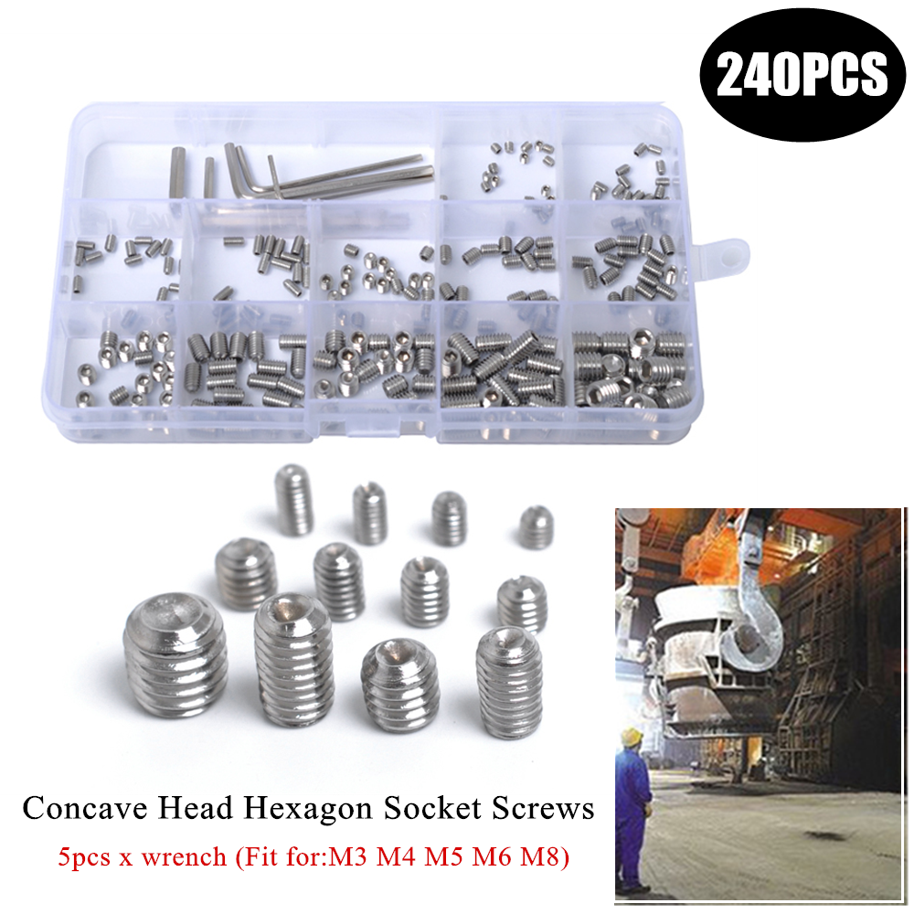 240Pcs Wrench Combination Kit, Female Hexagon Socket Head Screw  Stainless Steel