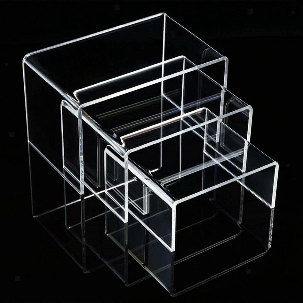 Clear Medium High Low Profile 3-Piece Display Shelf Set