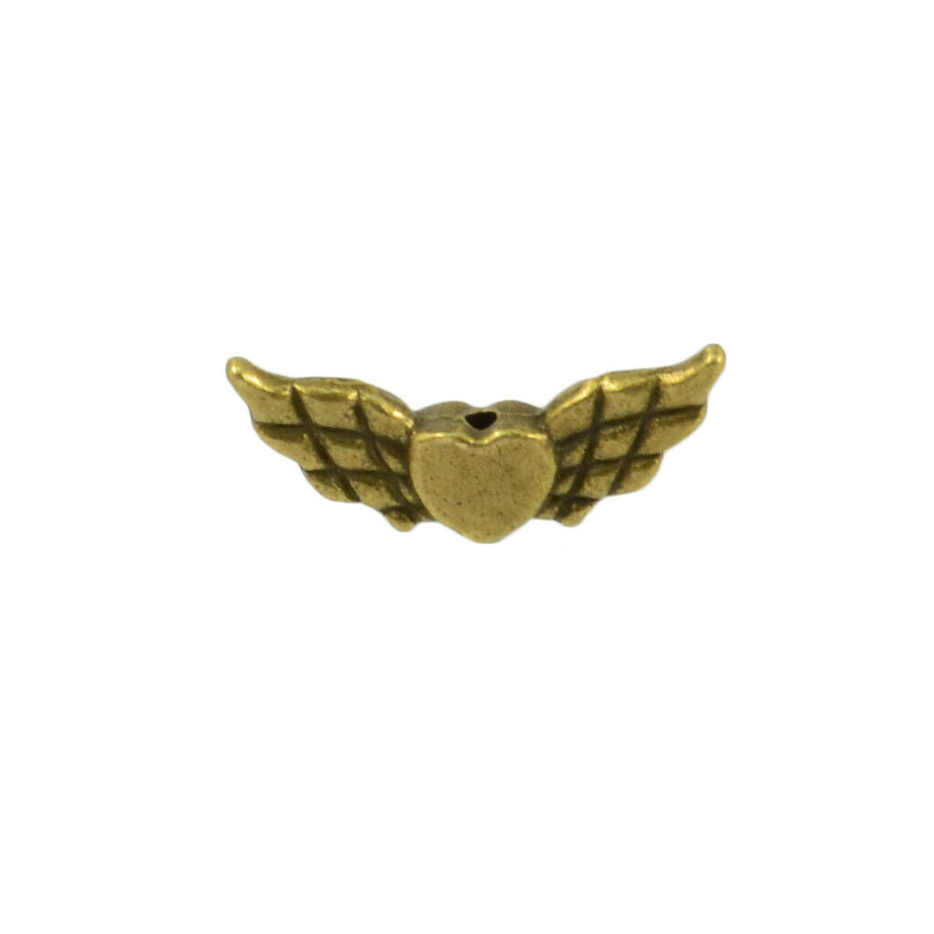 100pcs Retro Love Heart Angel Wings Charm Pendant Jewelry Finding DIY Beads