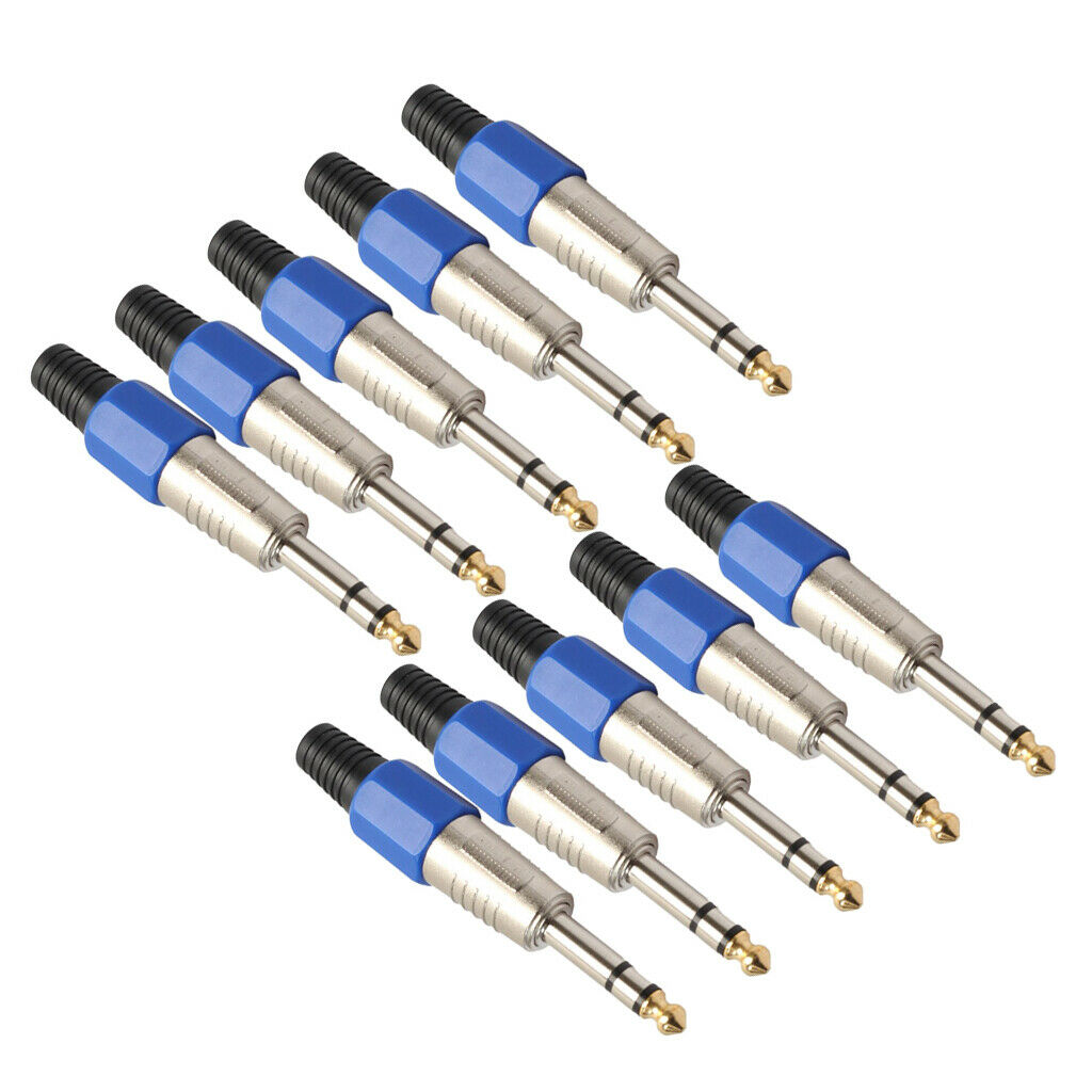 Portable 10PCS Microphone Cable 6.35mm   Stereo Adapters Connectors