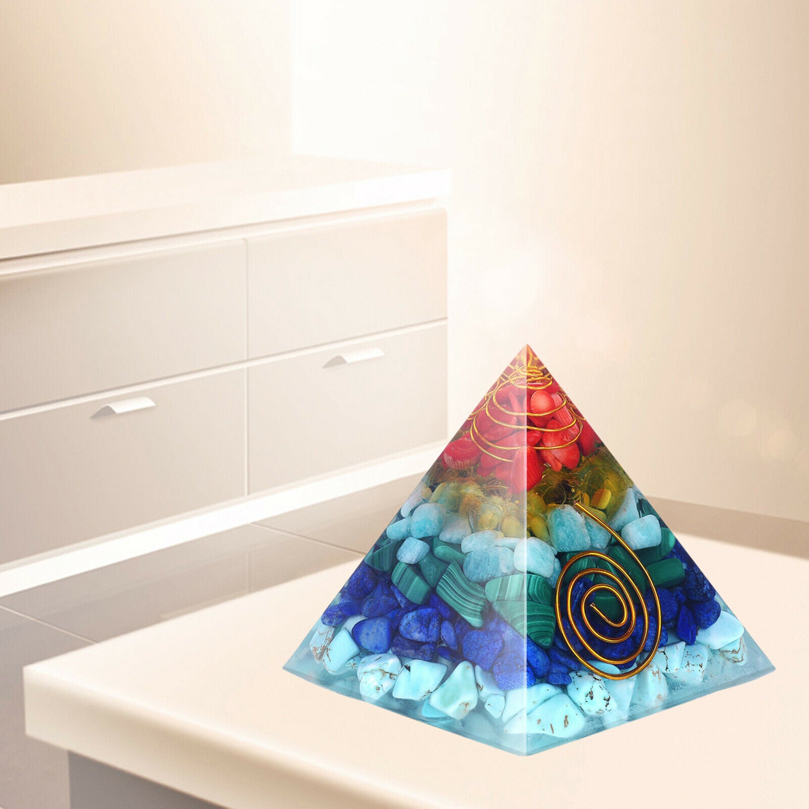 Crystal Pyramid Orgone Amethyst Quartz Energy Converter Heal Stone Craft