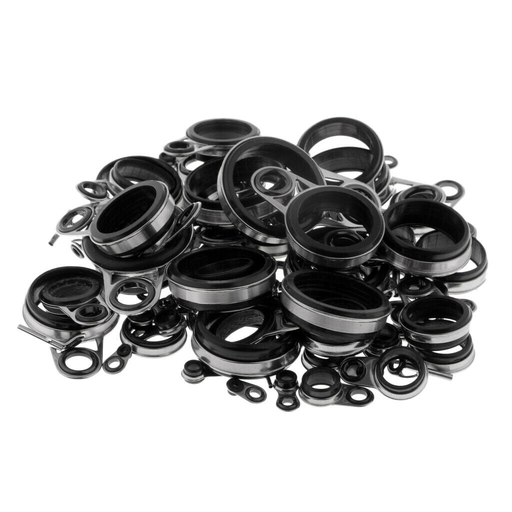 78pcs Telescopic Fishing Rod Guide Tip Repair Kit DIY Rod Eye Rings with Box