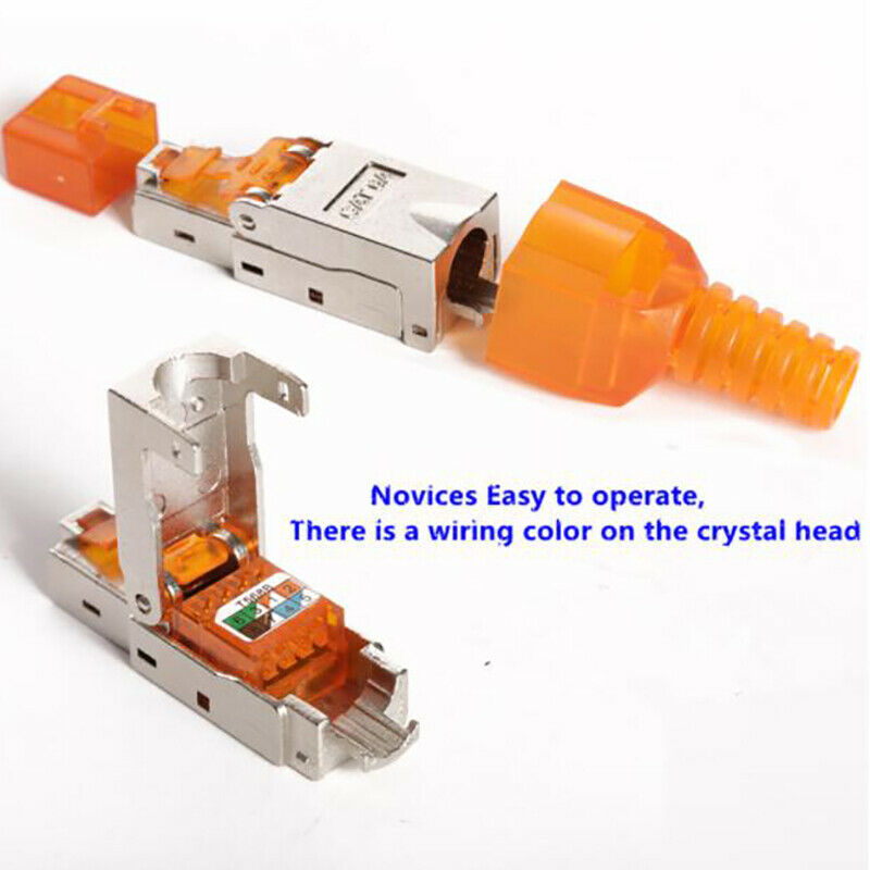 Cat6A Rj45 Connector Ethernet Adapter Tool-Free Crimping Shielded Crystal H Tt