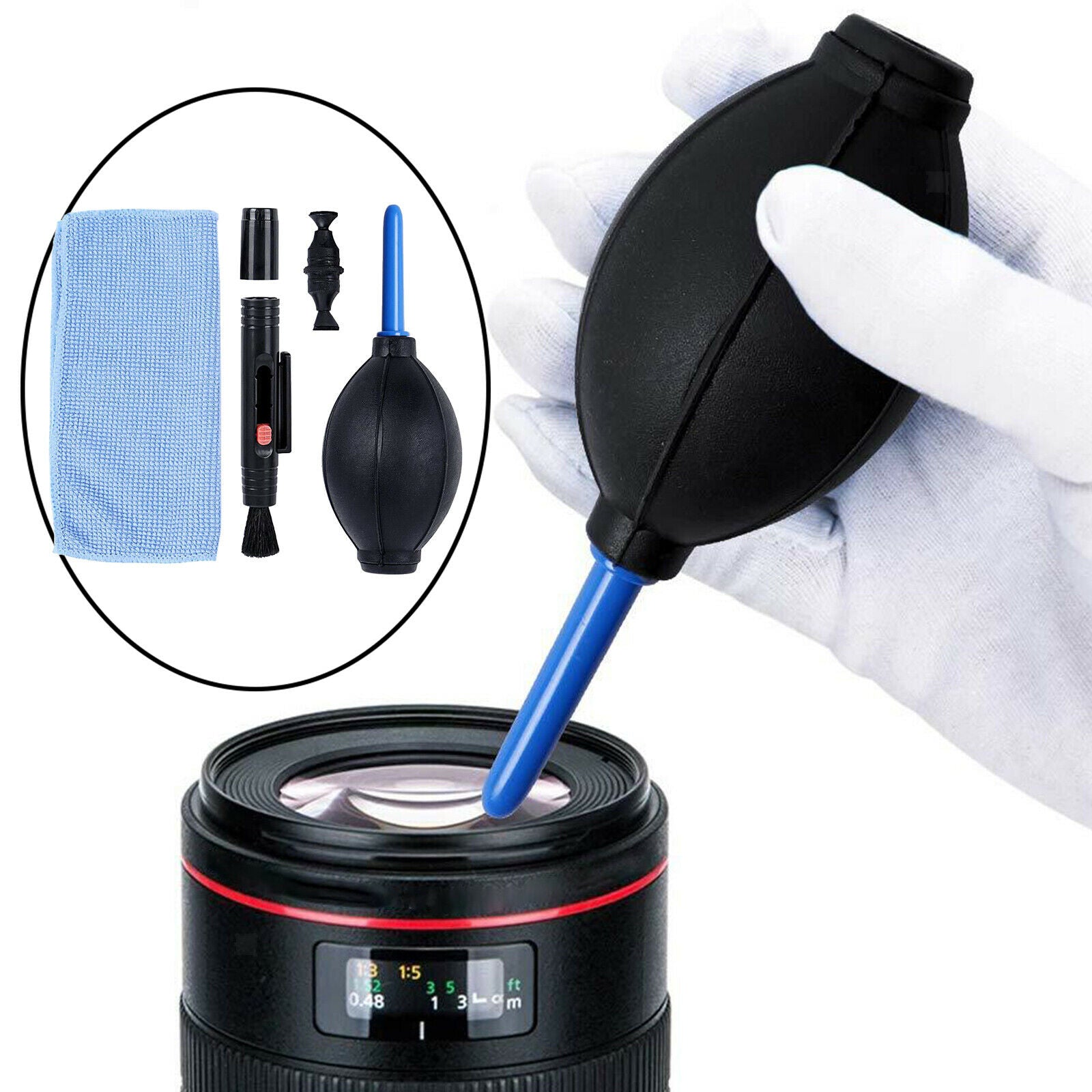 3 in 1 Camera Cleaning Kit Dust Pen/Blower/Cloth for LCD VCR Binocular Watch