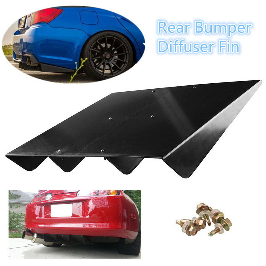 Universal 22"x 19.3"ABS Rear Bumper Lip 4Fins Diffuser Under Rear bumper Screws