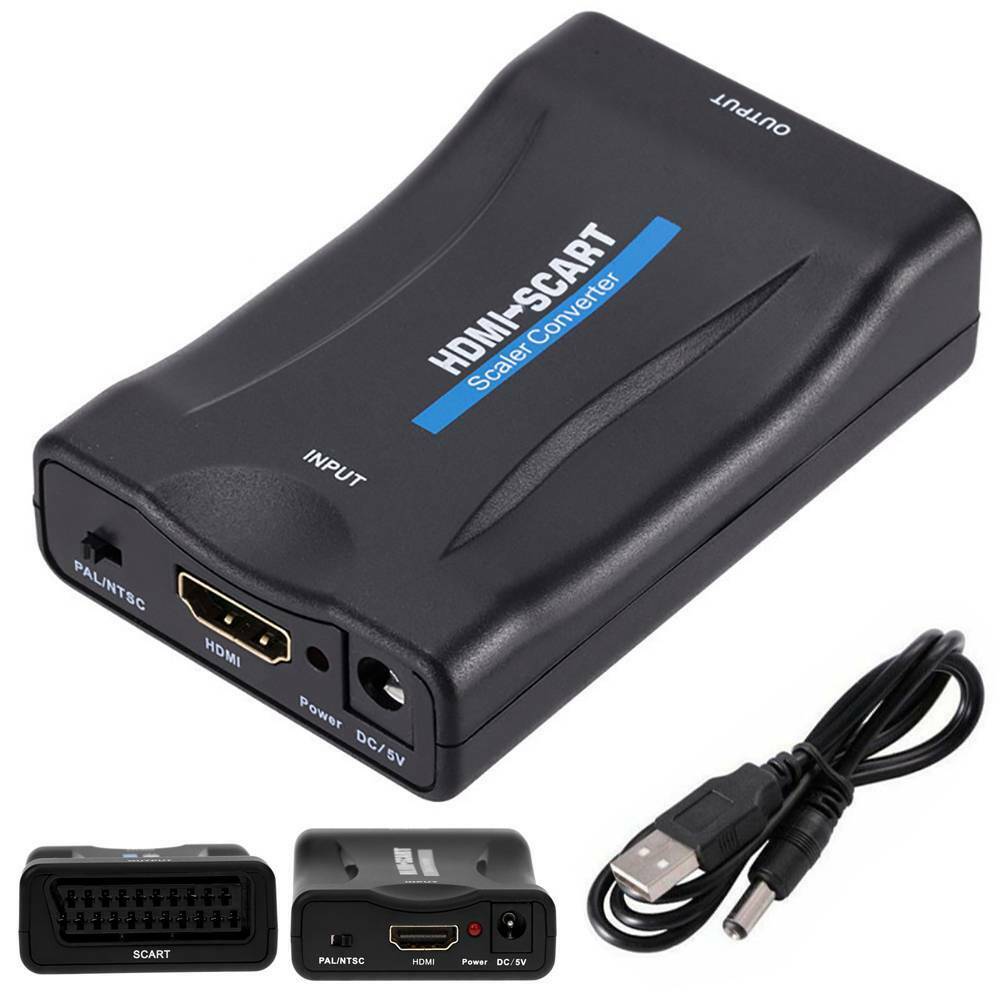Black HDMI to SCART Adapter HD Video Audio Upscale Converter Cable TV DVD HDTV!
