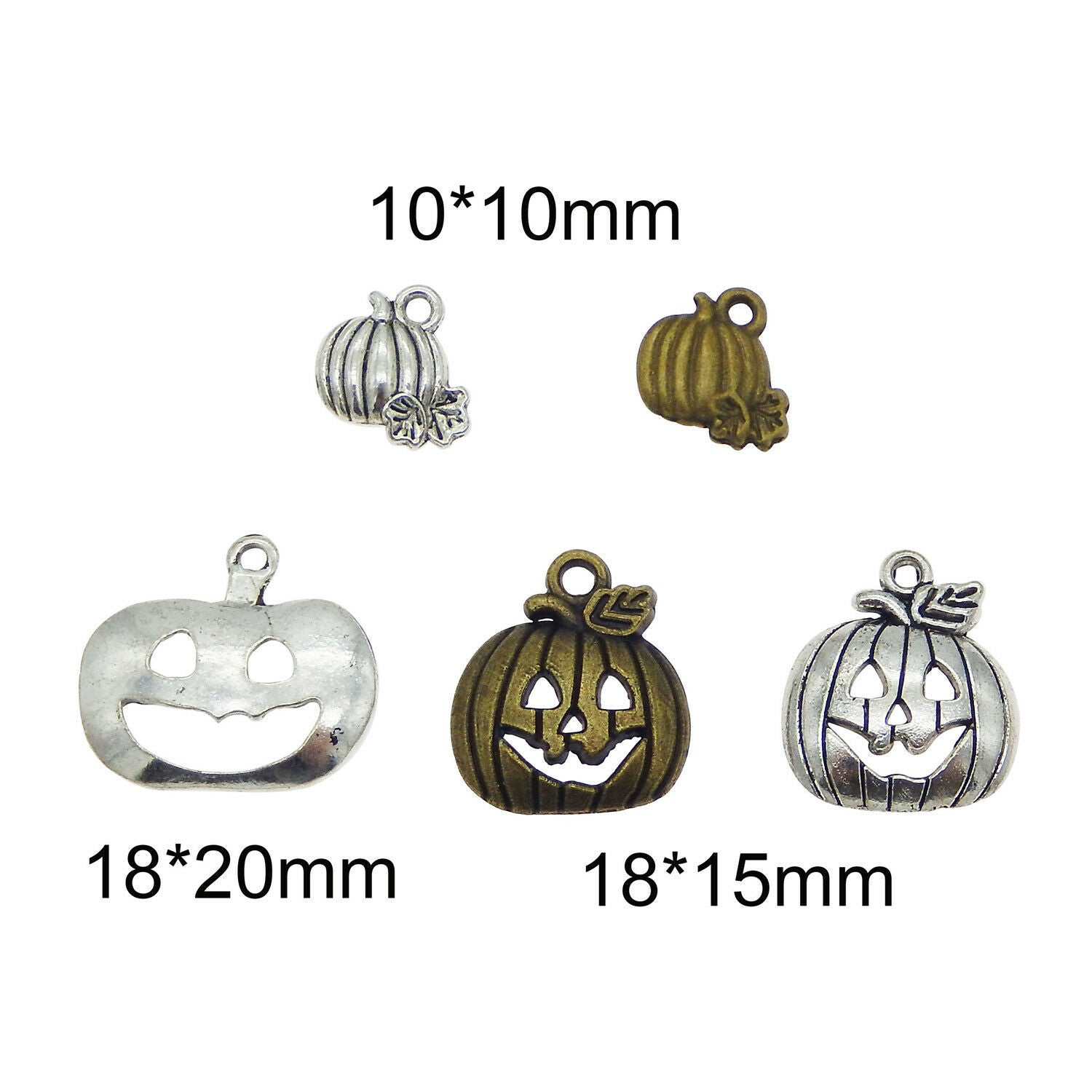 5 pcs Mix Lot Metal Halloween Pumpkin Look Pendants Charms Jewelry Accessories