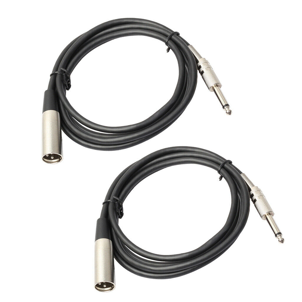 2 Pack of XLR Male to 1/4 Inch TS Cables, XLR 3 Pin Male to Quarter inch 6.35mm