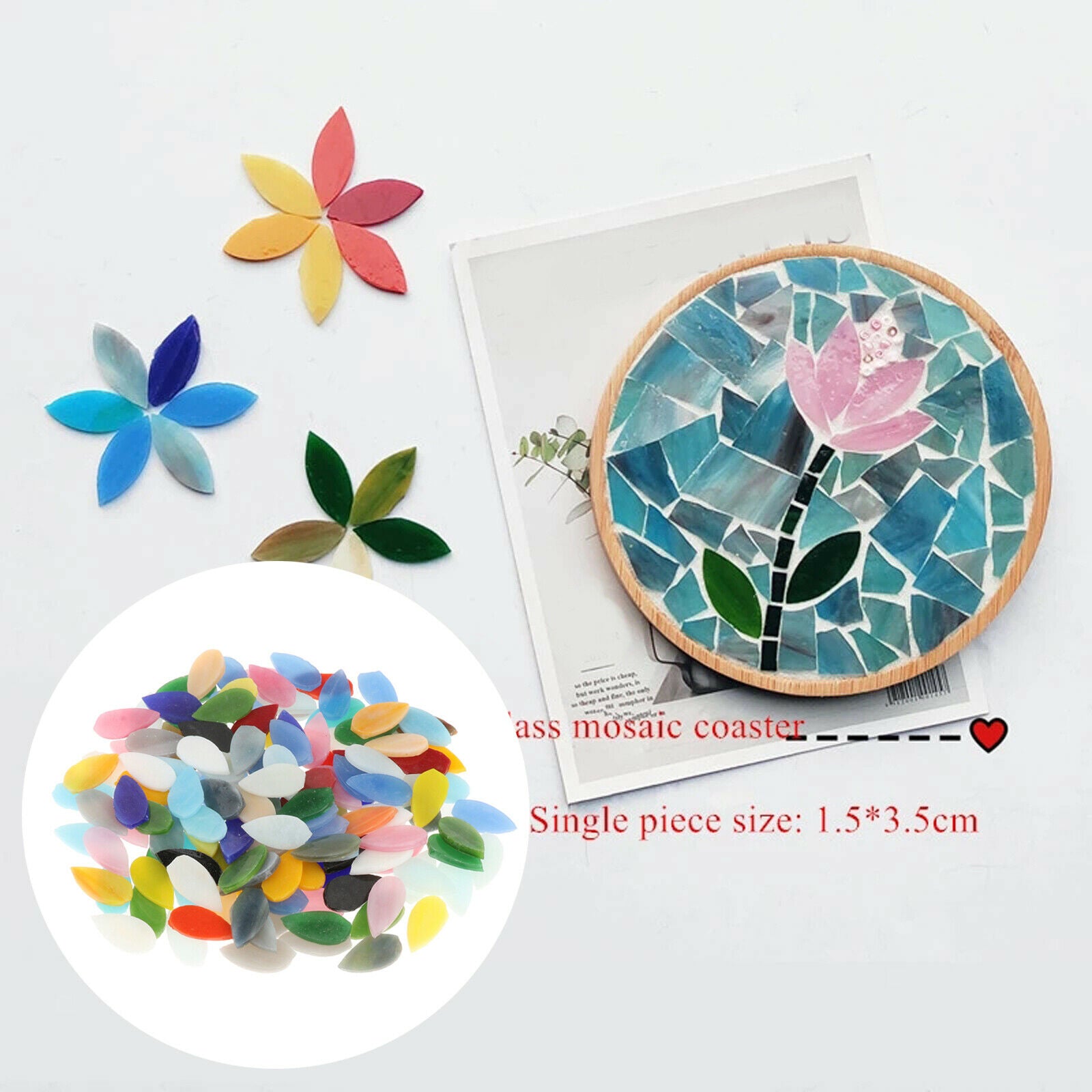 150Pack Mixed Colors Mosaic Tiles Stained Glass Stepping Stones Decoration