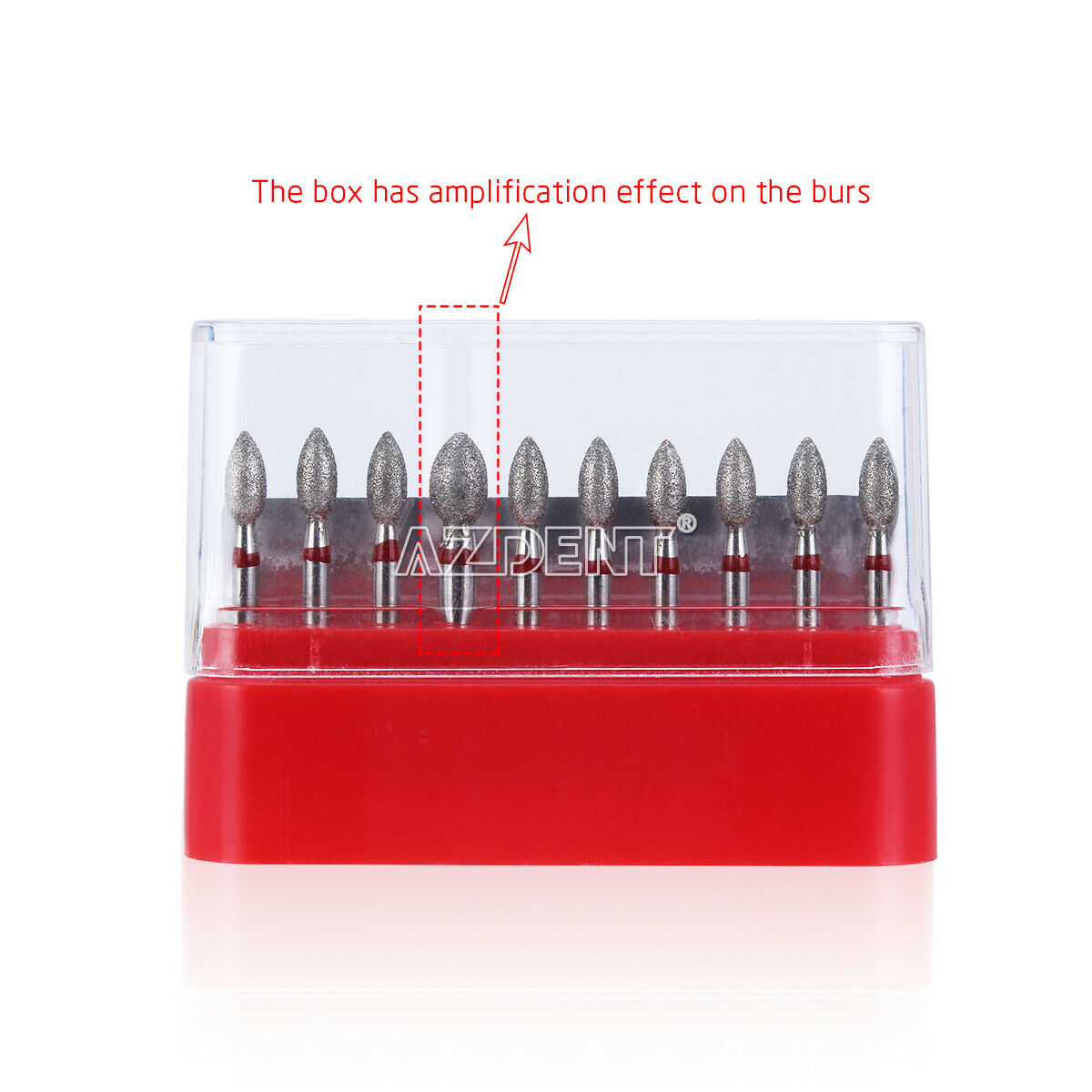 10X AZDENT Dental Diamond Burs Football Fine #368-023F RED 10pcs/box