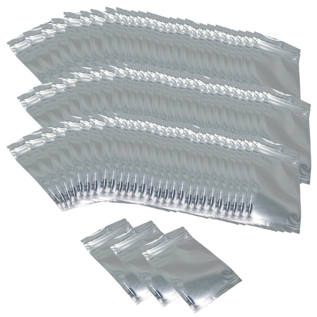 100x Zip Mylar Bag Aluminum Foil Food Storage Pouches for Beans Nuts 18x26cm