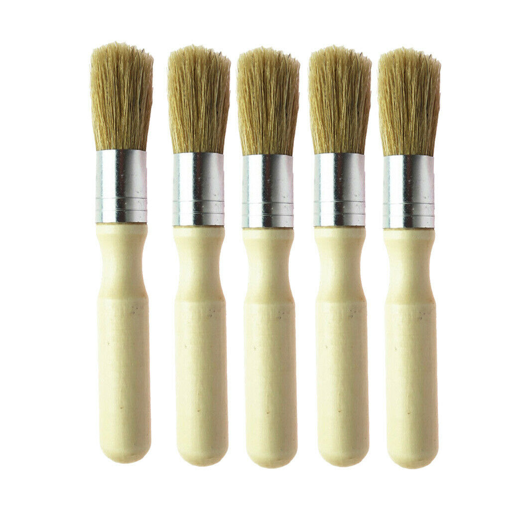 5 Pieces Painting Brush Round Wooden Paint Brushes for Decorating Painting
