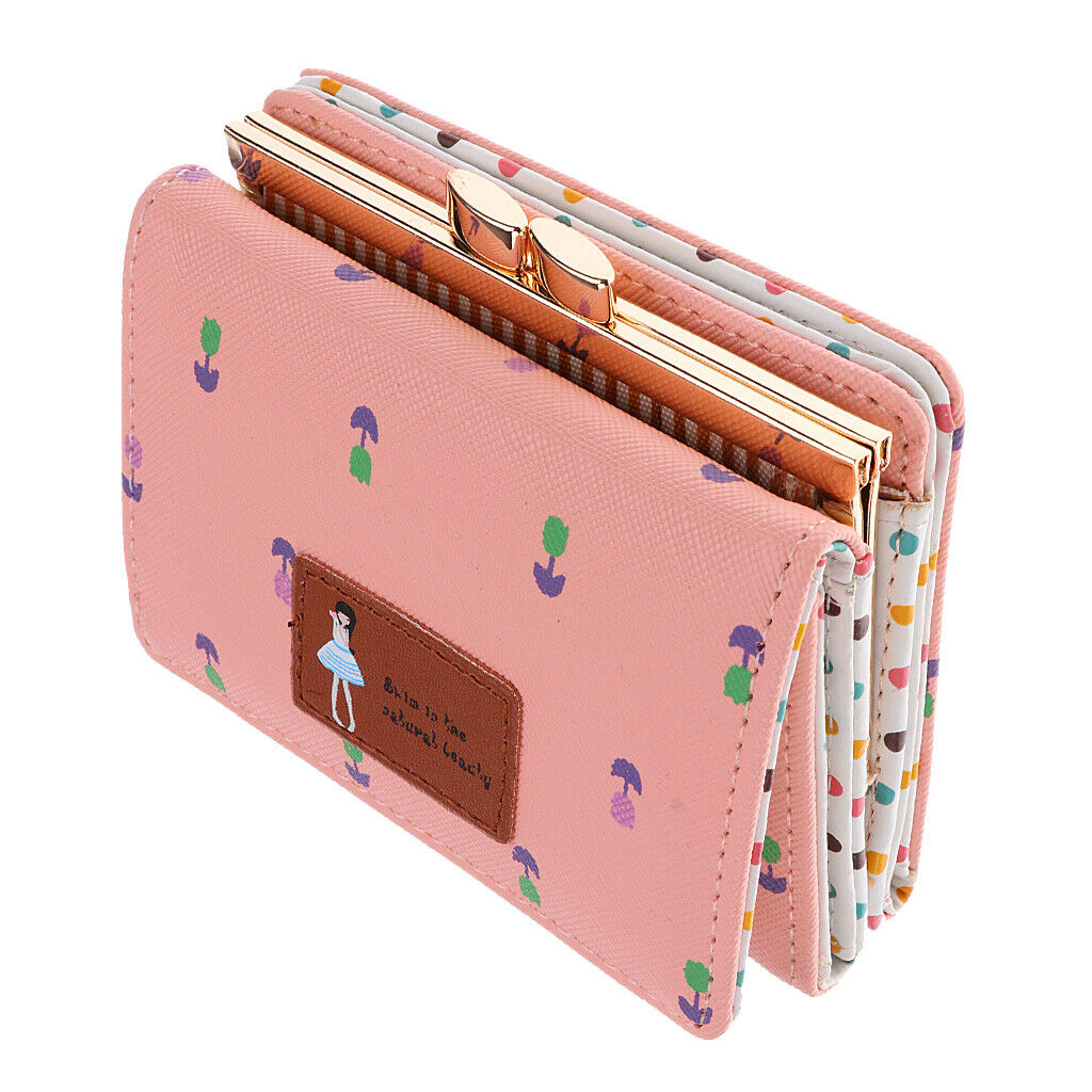 2 Pcs Cute Wallets Bifold Wallet Case Mini Short Purse Lovely Card Holder for