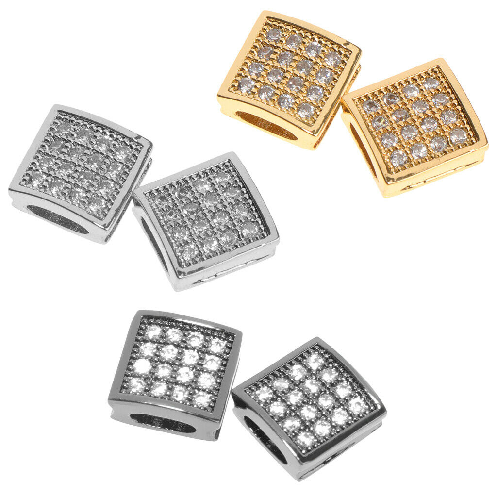 Bead Micro Square Copper Zircon Pave DIY Beaded Bracelet Jewelry Accessory