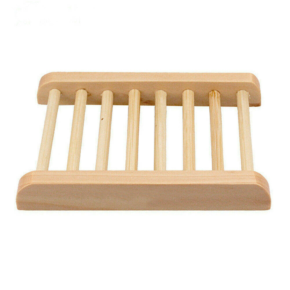 1PC Wood Soap Dish Rack Storage Tray Holder Container Bath Shower Plate Bathroom
