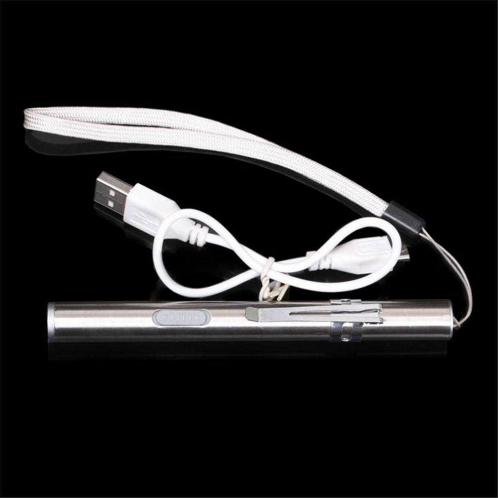 Portable Lamp Pocket Flashlight Torch LED Pen Design USB Rechargeable Light