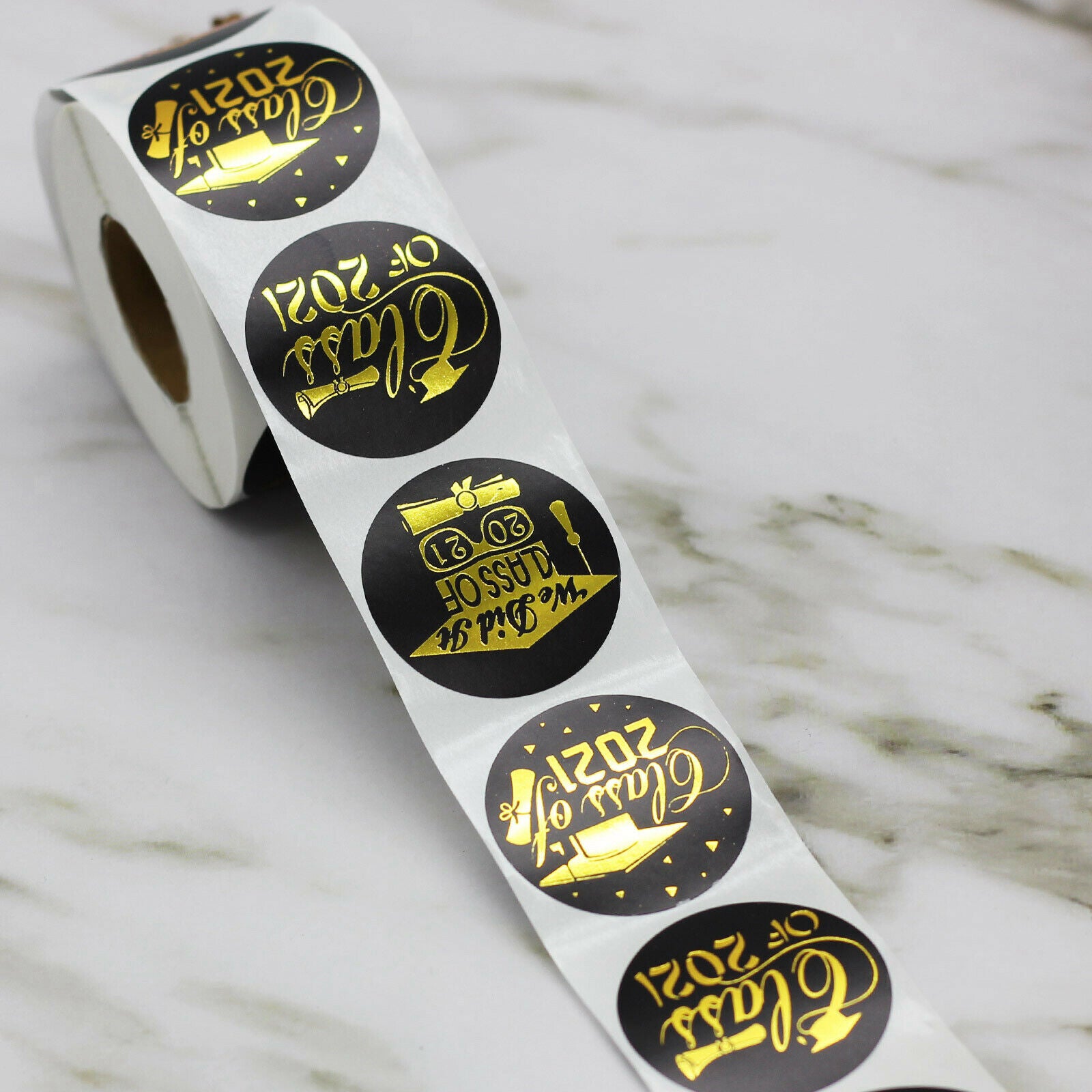 500 x 38mm Roll Graduation Stickers Academic Hat Labels