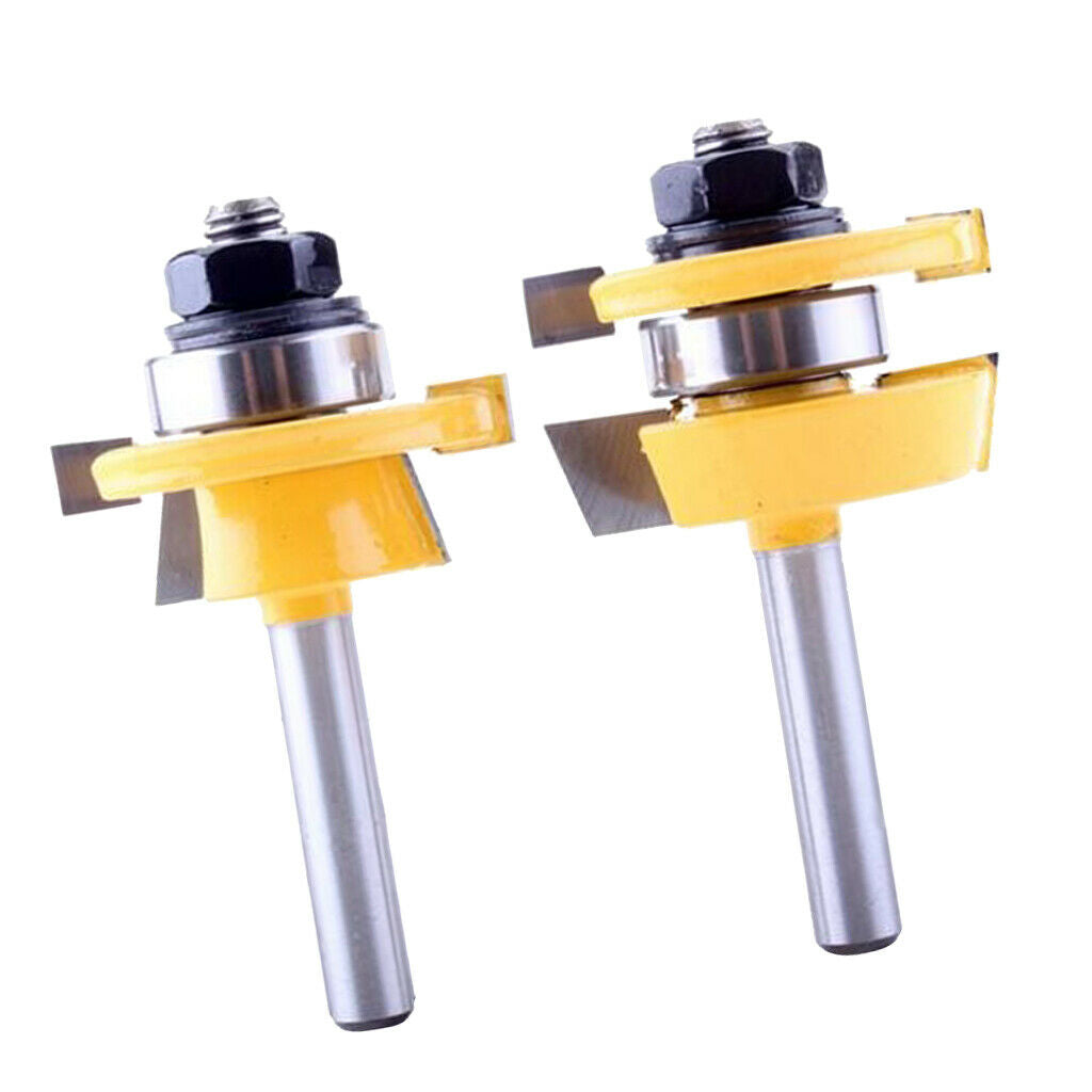 2Pcs 8mm Shank Matched Tongue and Groove Router Bit Woodworking Cutter Tools