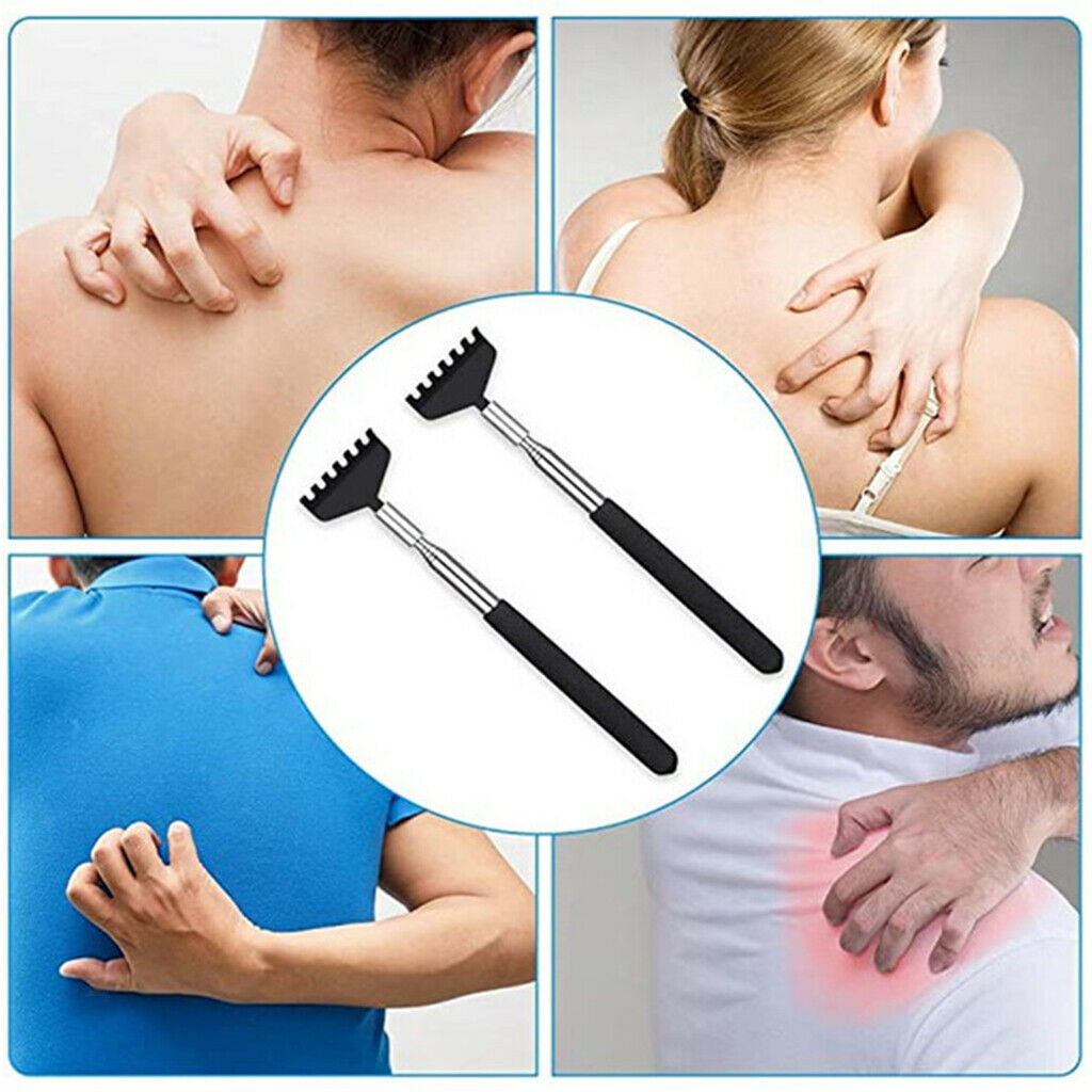 2 Pack Portable Extendable Back Scratcher Stainless Steel Massager Travel