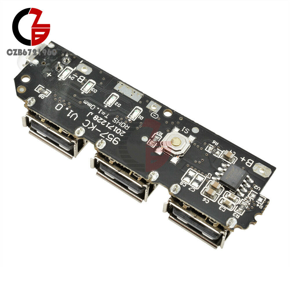 3 USB Power Bank Battery Charger Module Circuit Board Step-Up Boost 5V 2.1A
