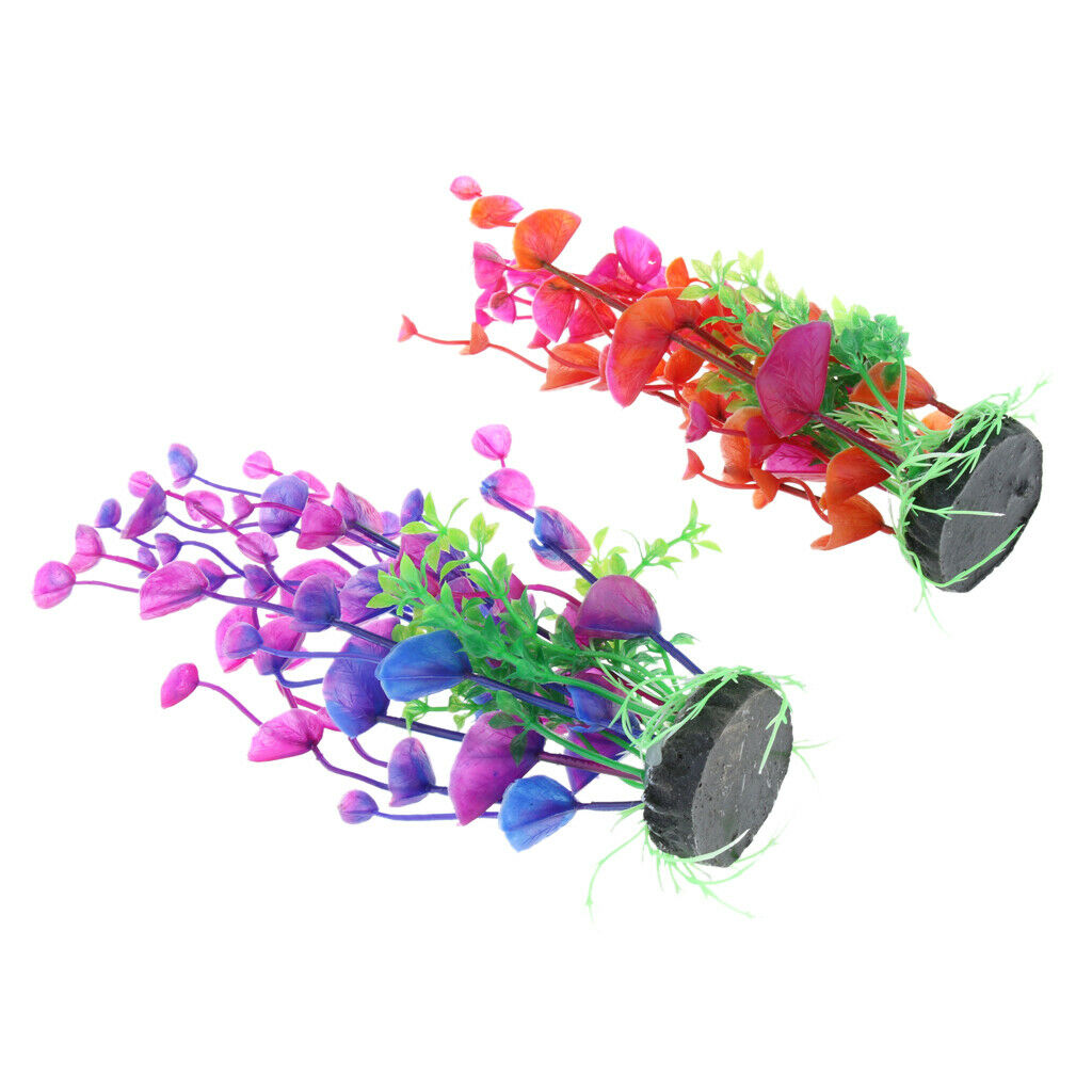 Pack of 2, Aquarium Plastic Plant Fish Tank Decor Aquatic Water Grass Underwater