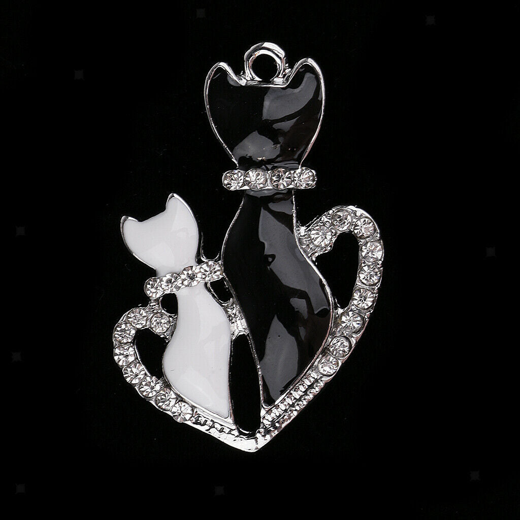 3x Shiny Rhinestone Love Cat Charms Pendant for Crafting Gift Jewelry Making