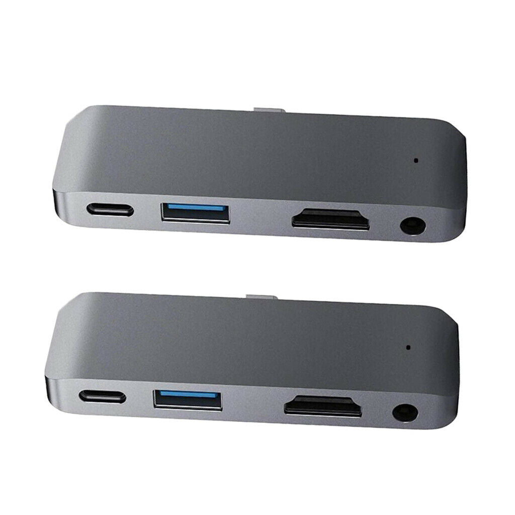 Pack Of 2 Type-C Station HDMI Multi Port Charger Hub For  Pro Gray