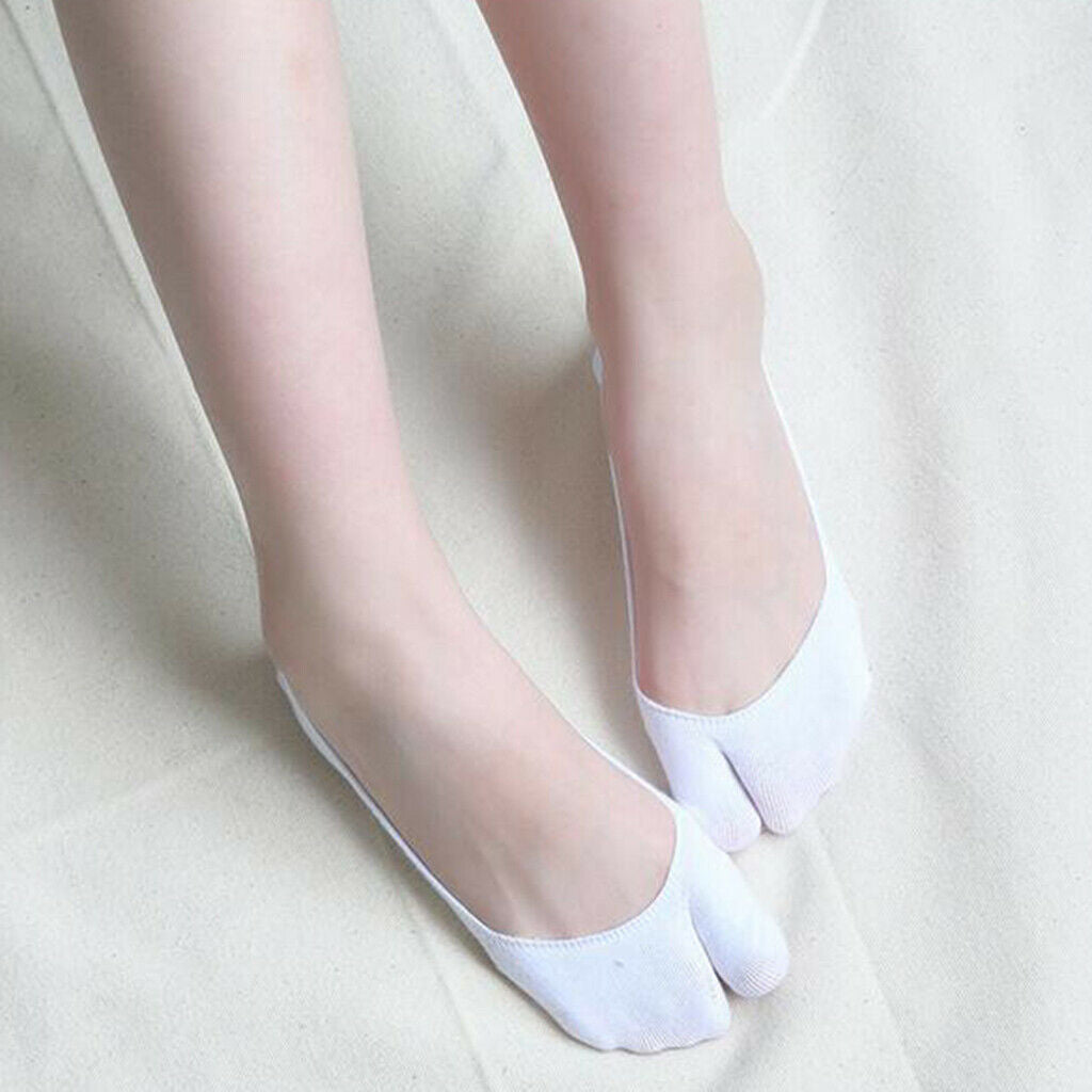Women's Cotton Toe Socks Fashion Invisible Low Cut Tabi Socks for  Flop - White