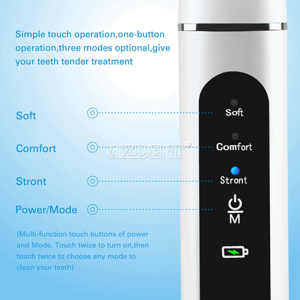 Dental Ultrasonic Tooth Cleaner 3 Modes Waterless Electric Scaler Home Portable