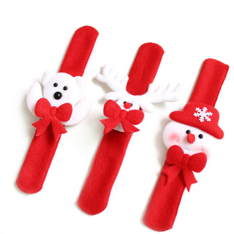1pc New Christmas Santa Claus Snowman Dog Bear Plush Slap Bracelet Gift S.DD