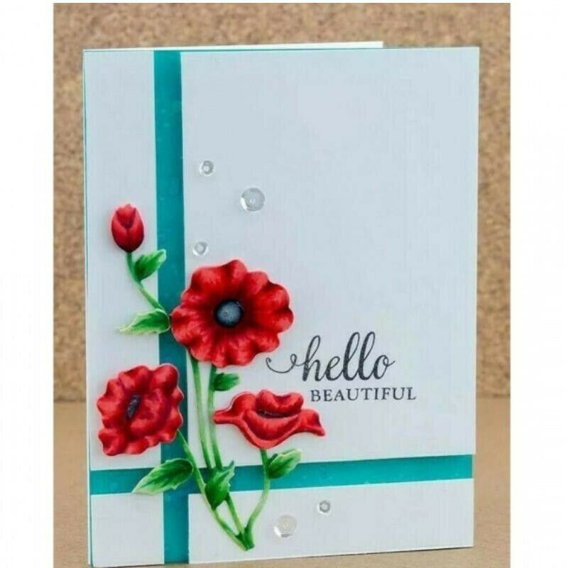 Poppies Flower Metal Cutting Dies Stencil DIY Scrapbooking Paper Card Cra.l8