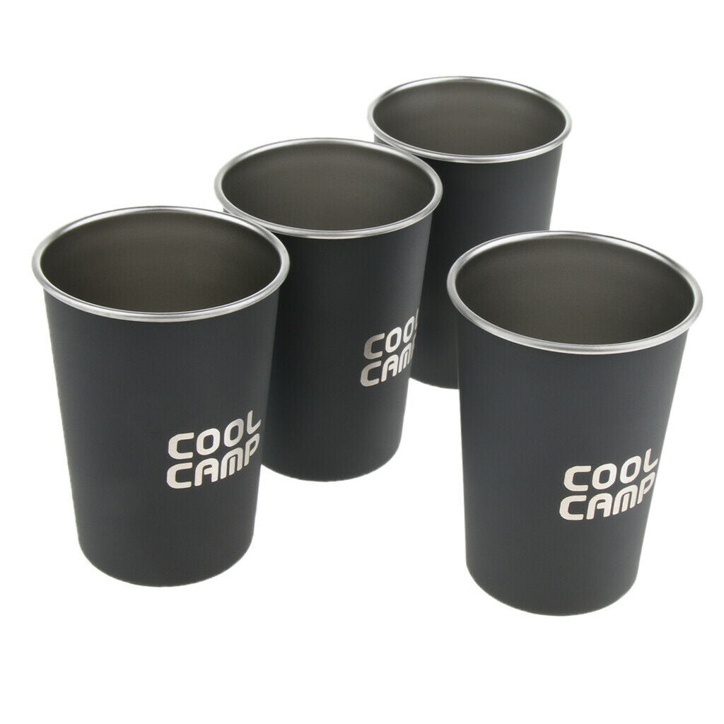 Prettyia   4pcs   350ml   Stainless   Steel   Water   Cup   Tea   Coffee