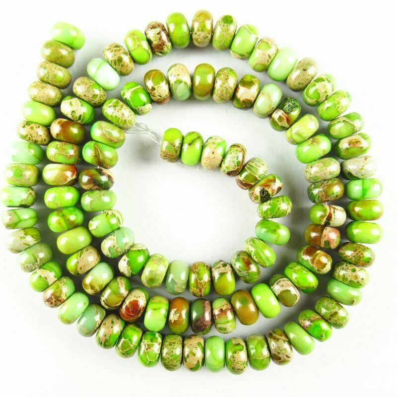 6x4mm Light Green Manmade Sea Sediment Jasper Rondelle Loose Bead 15.5 " 611DHS