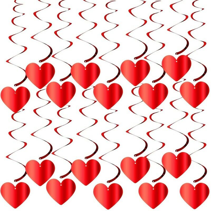 36PCS Valentine's Day Hanging Heart Swirls Decoration, Red Heart Hanging DecZ9X3