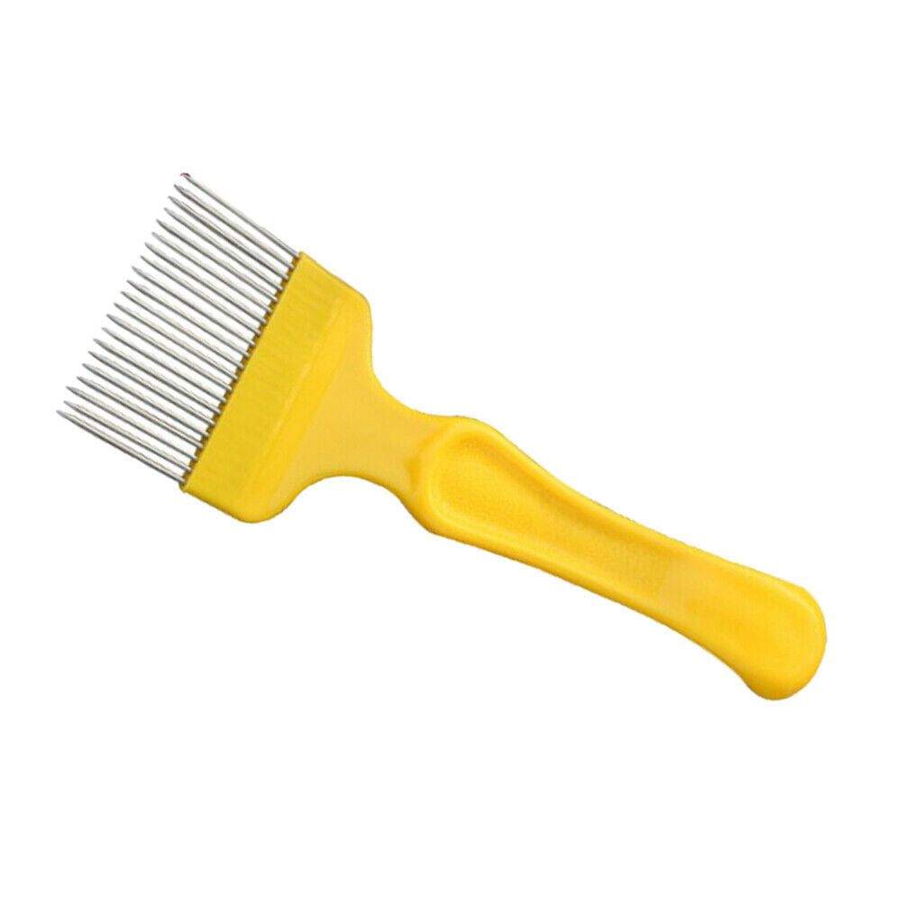 Stainless Steel Tines Uncapping Fork With Plastic Handle  21Pins Yellow