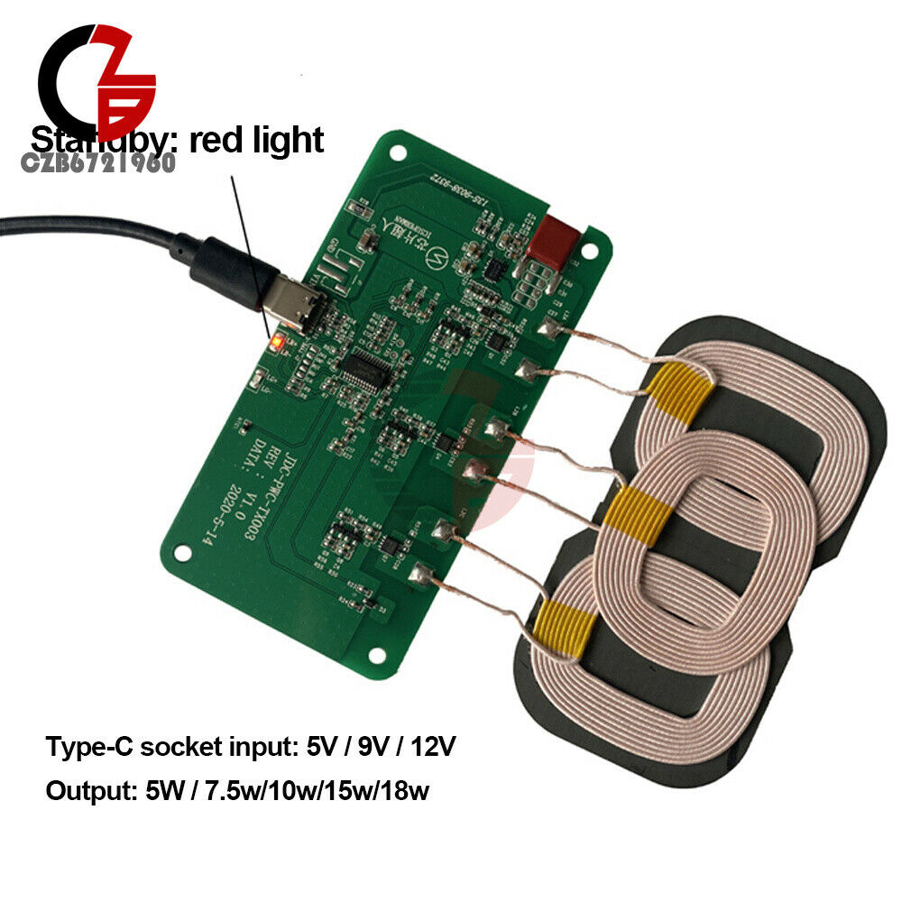 12V 5V 2A Qi Wireless Quick Charger 5/10/15/18/20W Charging Transmitter Module