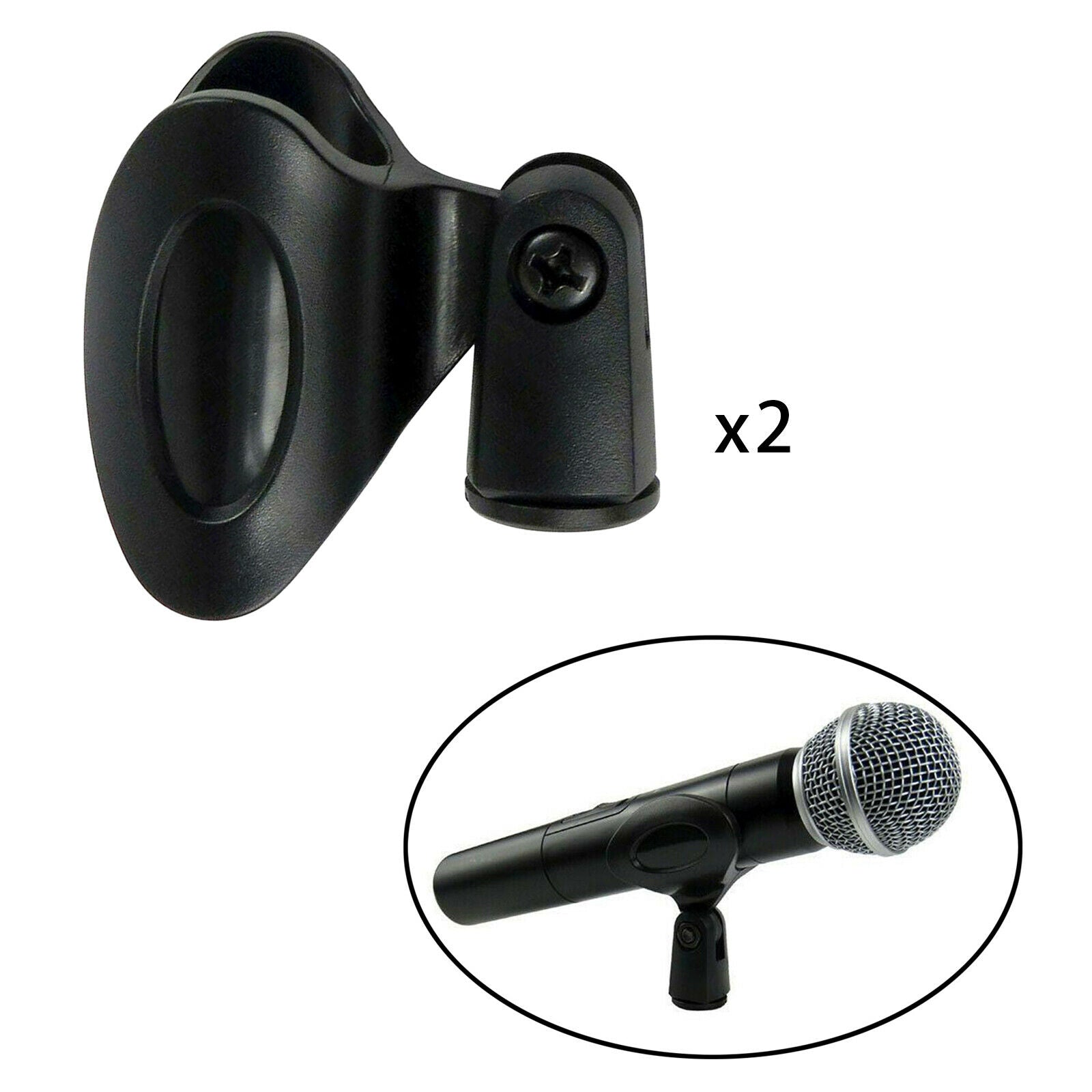 2x Heavy Duty Plastic Microphone Mic Clip Holder Flexible for Mic Stand Accs