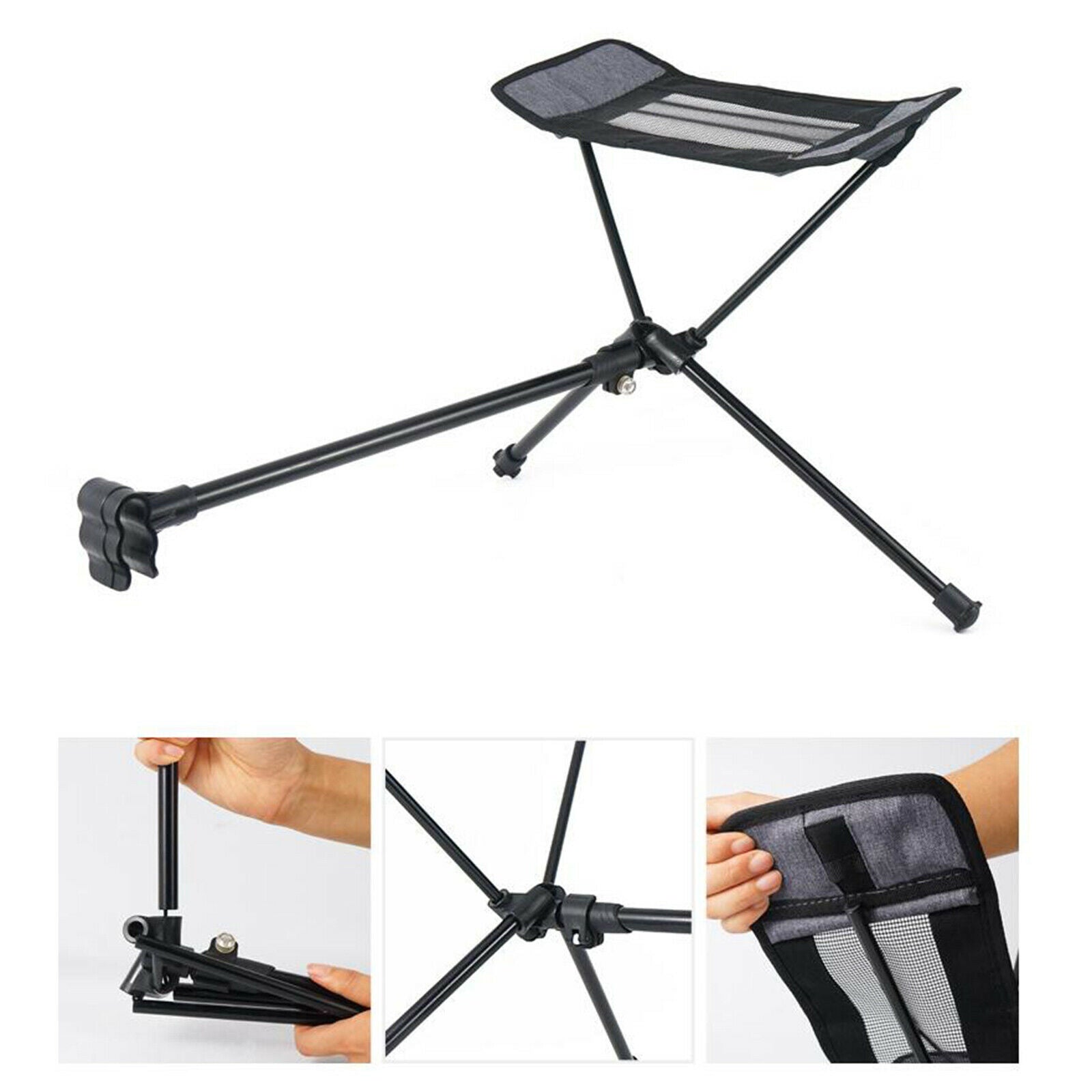 2 Pieces Portable Folding Chair Footrest Recliner Seat Footstool Legs Rest