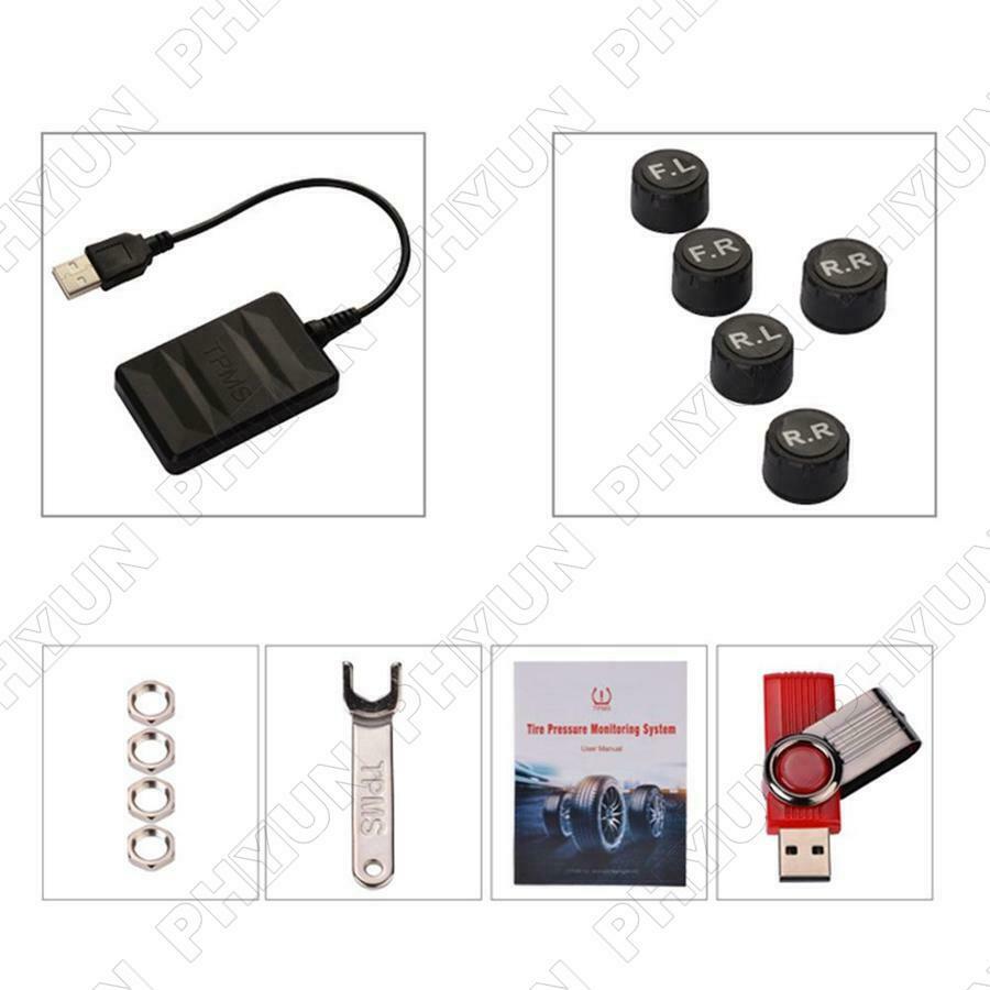 Car Radio TPMS Tire Pressure Monitoring System w/ 5 Sensors Real-time Display