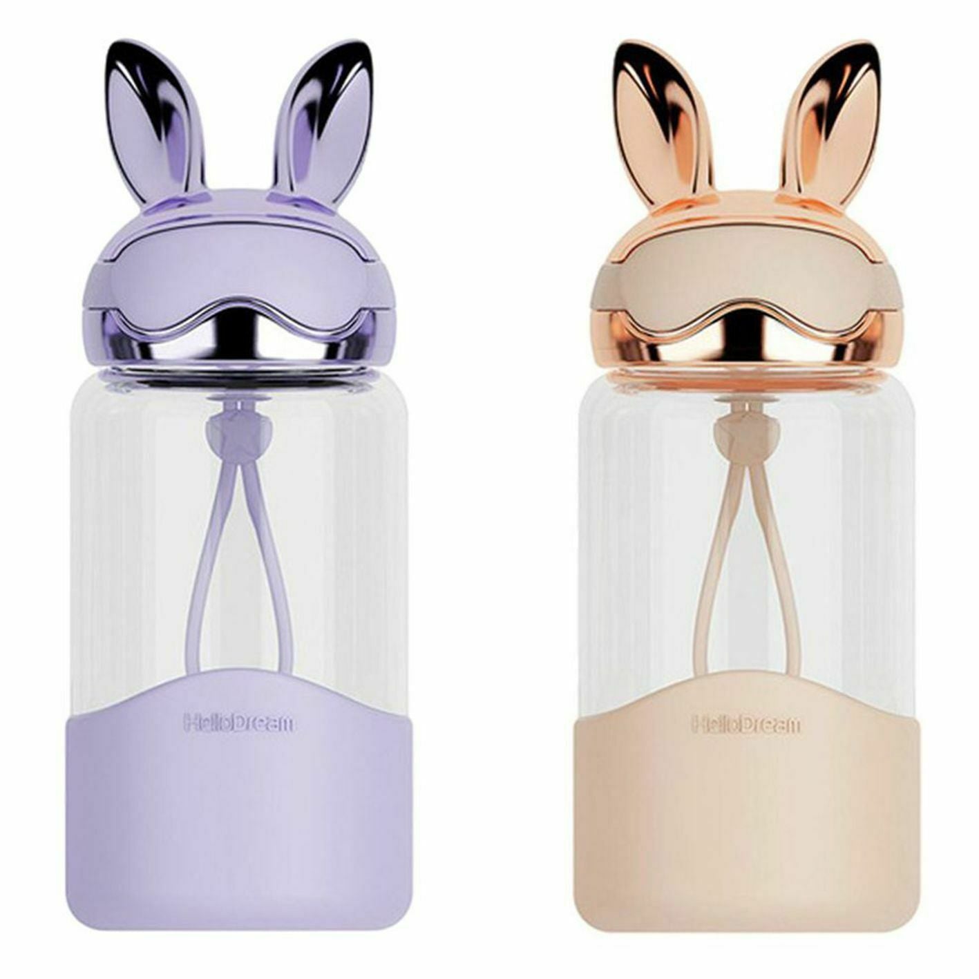 Kids Girls Women Shaker Bottle Rabbit Design 340ml Glass Water Bottle Water Cup