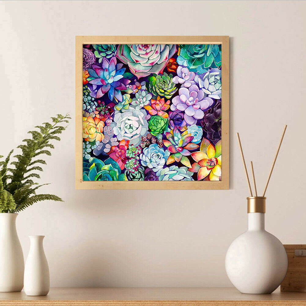 5D Full Square Drill Mosaic Picture DIY Colorful Flowers Diamond Painting @