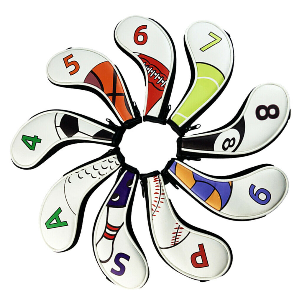9pcs Waterproof Golf Club Covers Premium Headcover Golfing Iron Covers