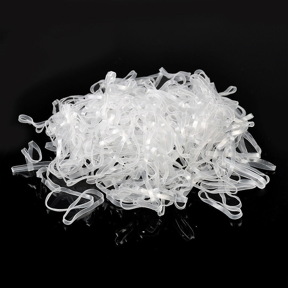 500pcs Wholesale Mini Small Clear Rubber Elastic Rope Hair Ties Band Hairband