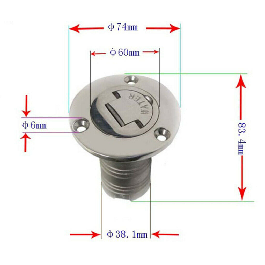 Steel Deck Fill Filler Keyless   38mm 1.5" Gas Caravans Marine Boat Yachts