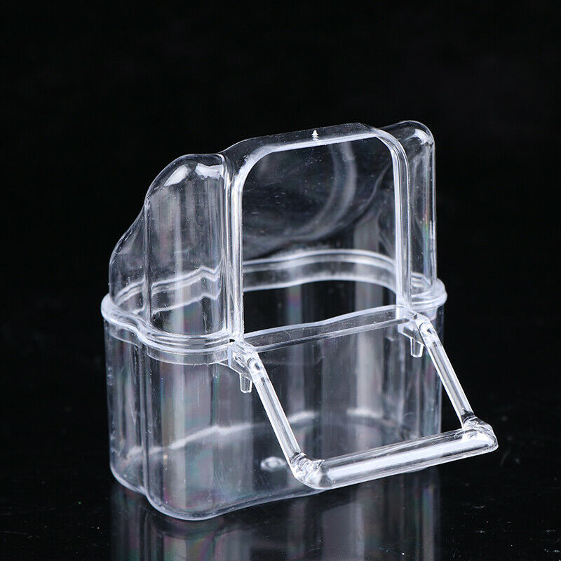 Parrot Bird Transparent Plastic Food Cup Bowl Clean Water Silo Waterer Box
