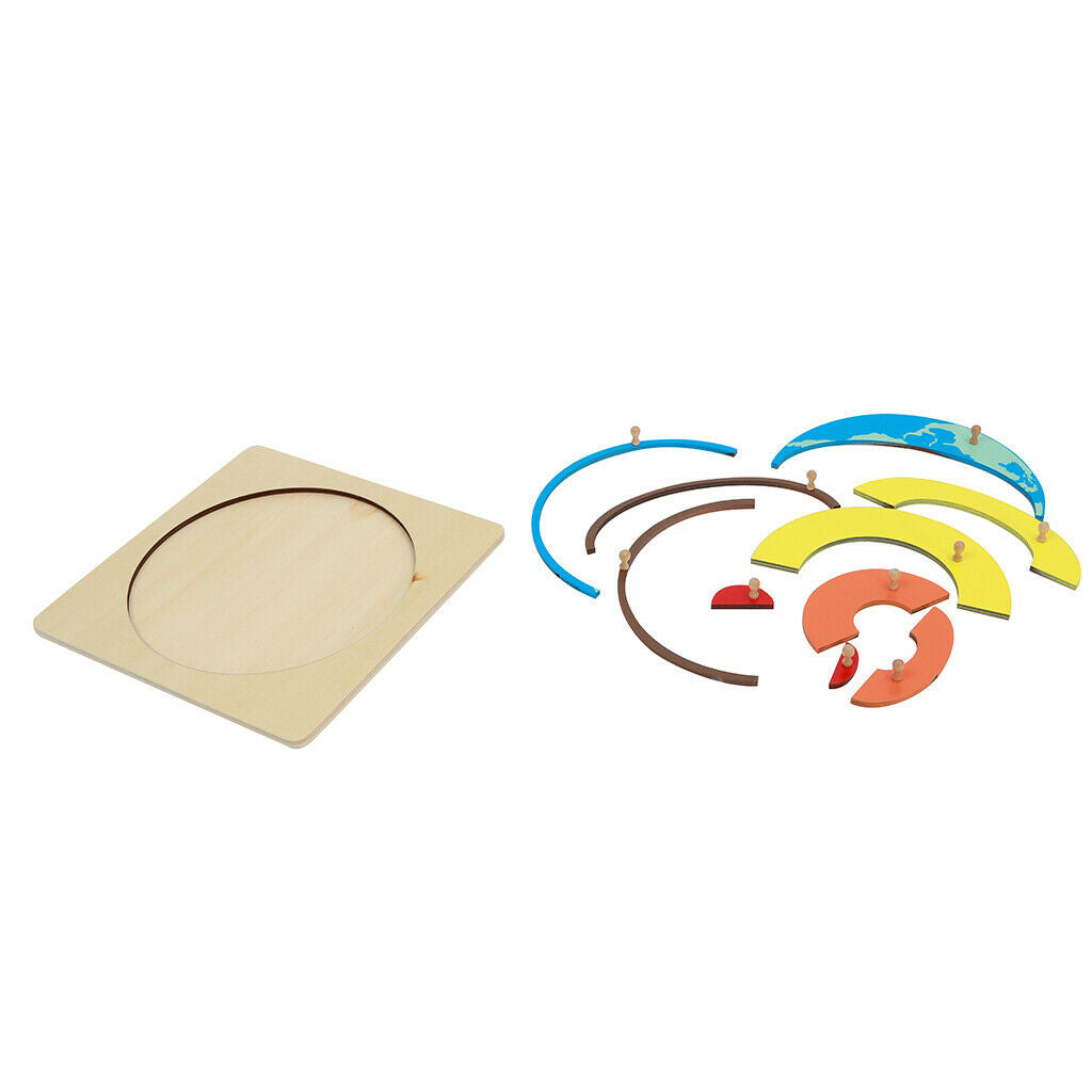 Montessori Geography Material Puzzle Board of Earth's Interior Composition