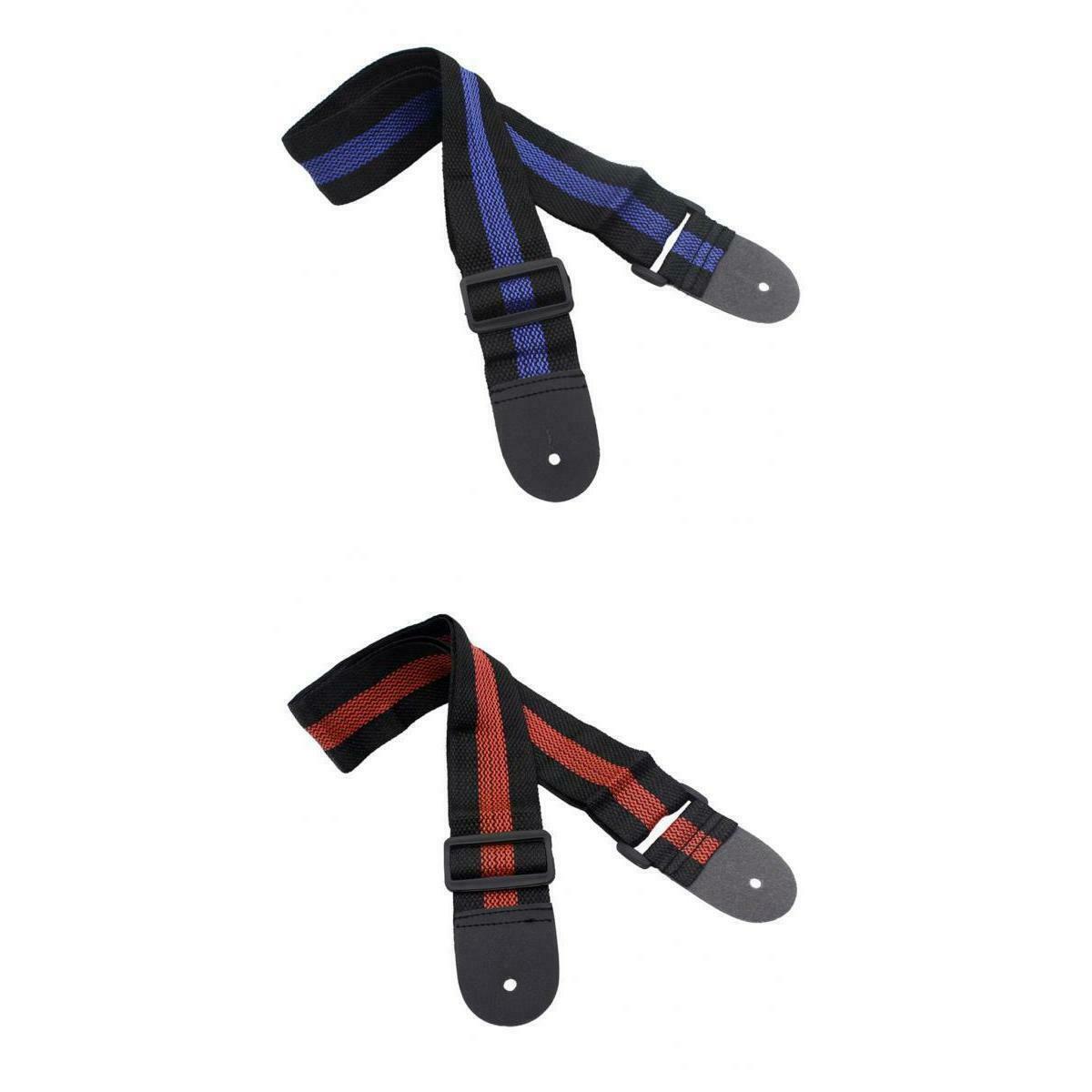 2 Pieces Durable Straps with Red And Blue Leather Belts to Hold The Guitar