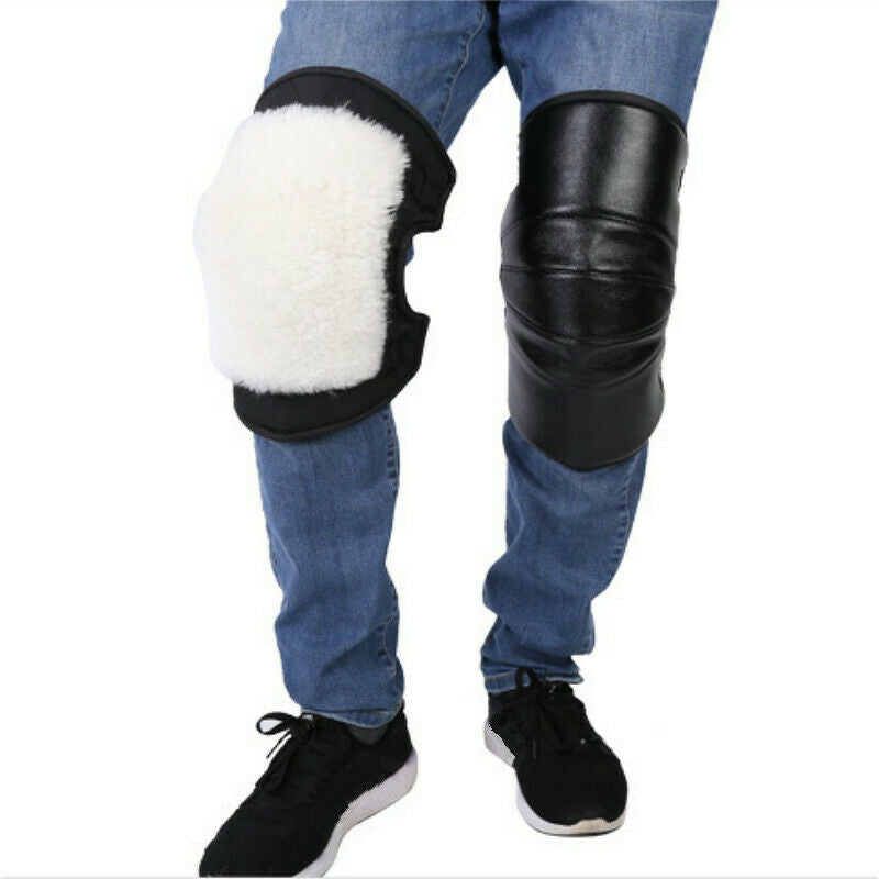 Sheepskin Wool Thermal Knee Joints Warmers Flexible PU Winter Pads Protector New