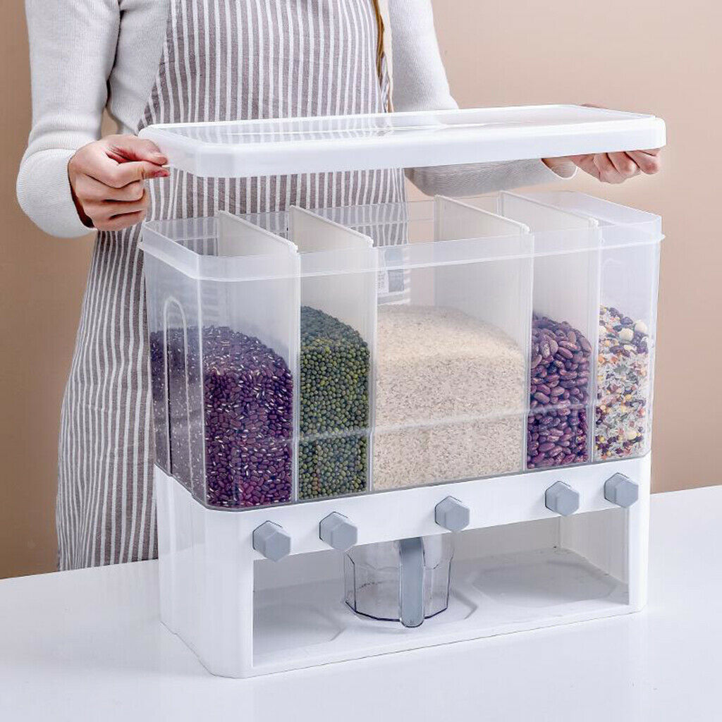 5 in1 Countertop Rice Bucket Grain Dispenser Dry Food