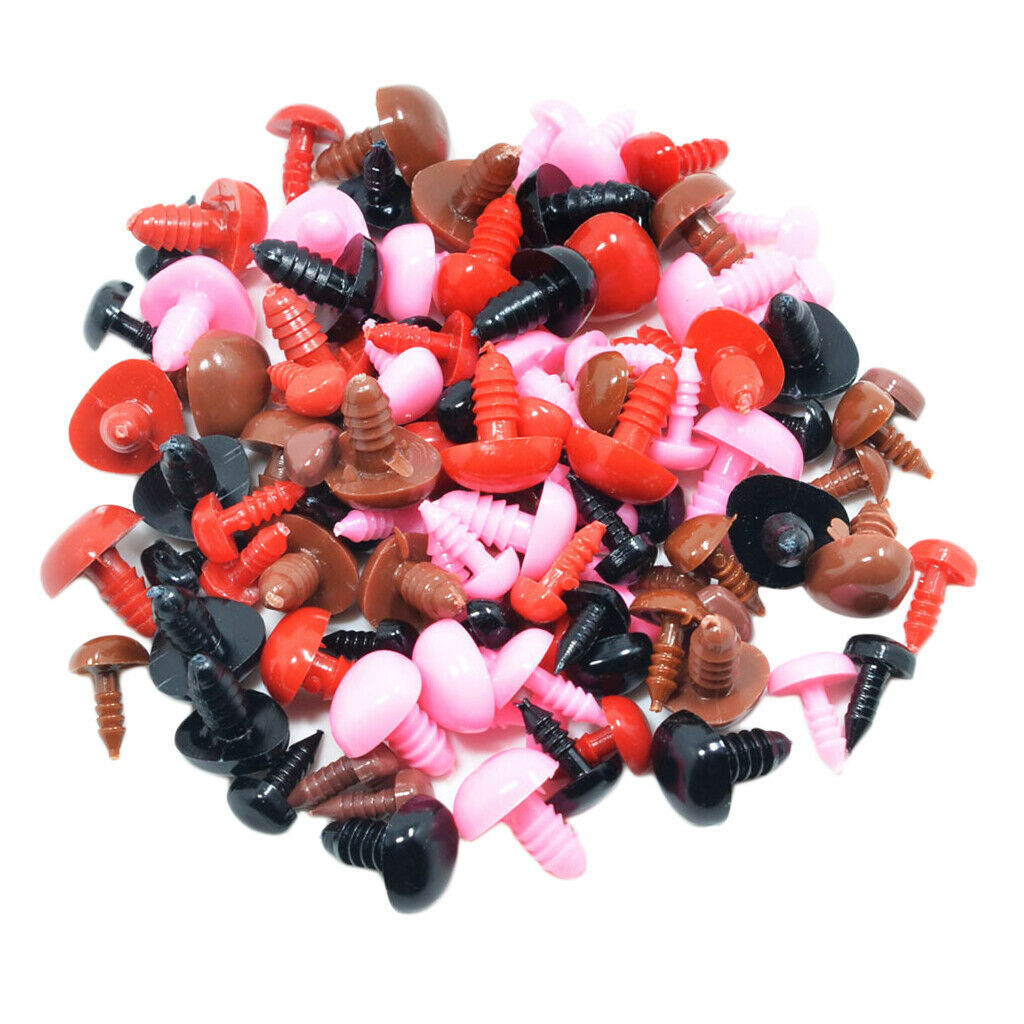 100 Pcs Plastic Safety Screw Eye Nose Kit for DIY Teddy Bear